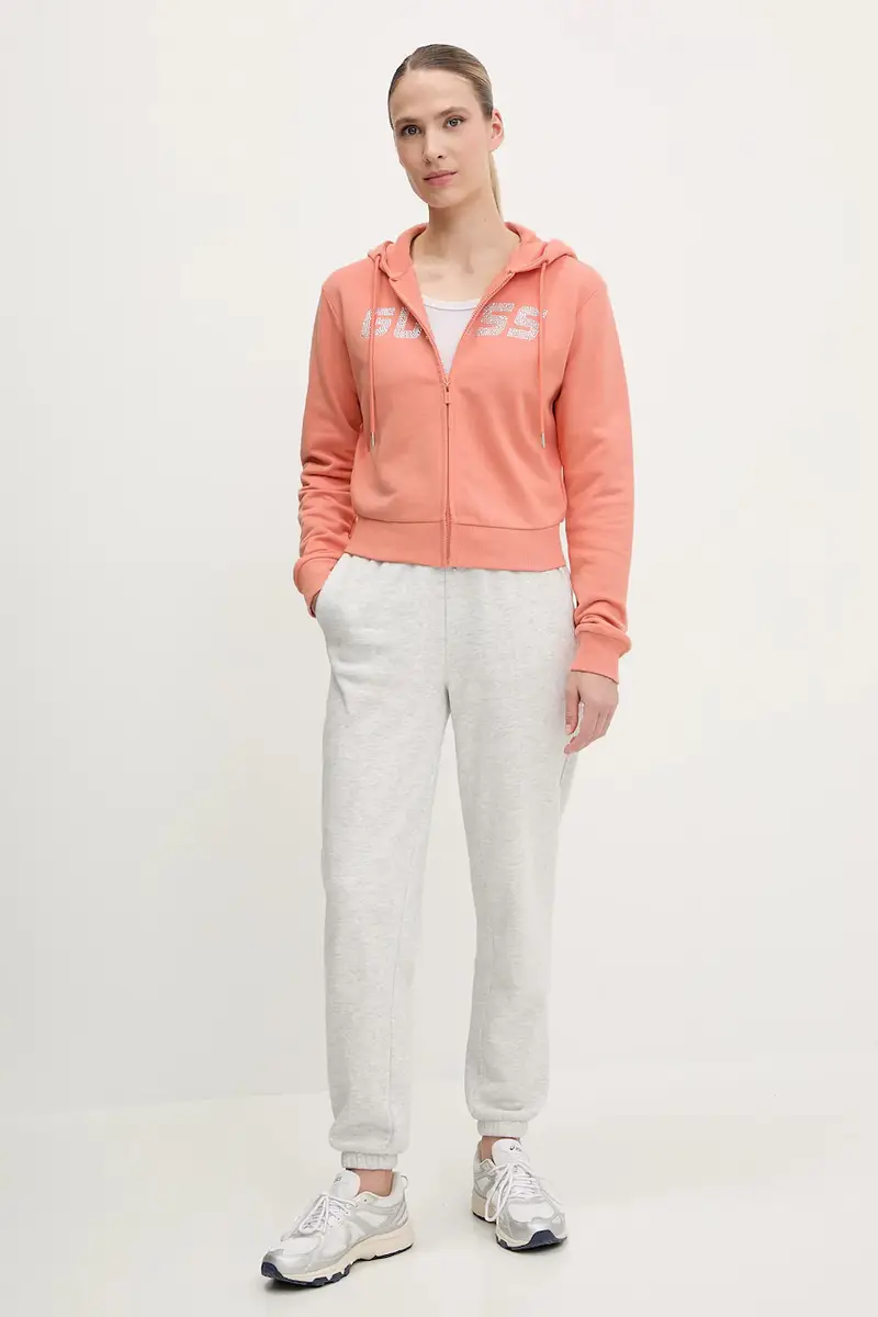 felpa in cotone PRIMULA donna colore arancione con cappuccio con applicazione V5GQ10 KCRP0 miniatura 2