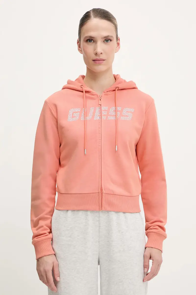 felpa in cotone PRIMULA donna colore arancione con cappuccio con applicazione V5GQ10 KCRP0