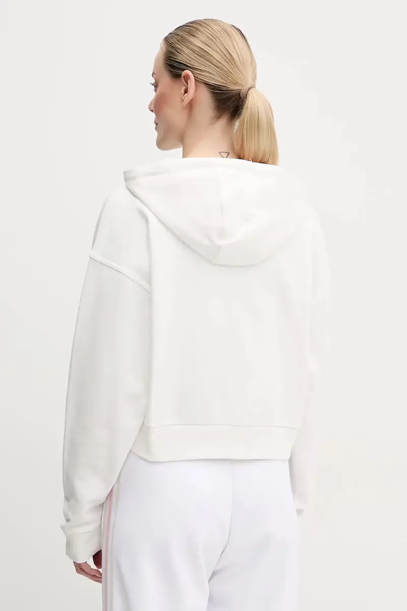 felpa in cotone PRIMULA donna colore bianco con cappuccio con applicazione V5GQ09 KCRP0 miniatura 3