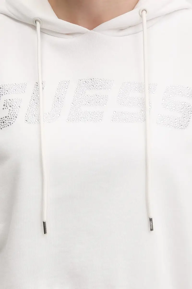 felpa in cotone PRIMULA donna colore bianco con cappuccio con applicazione V5GQ09 KCRP0 miniatura 5