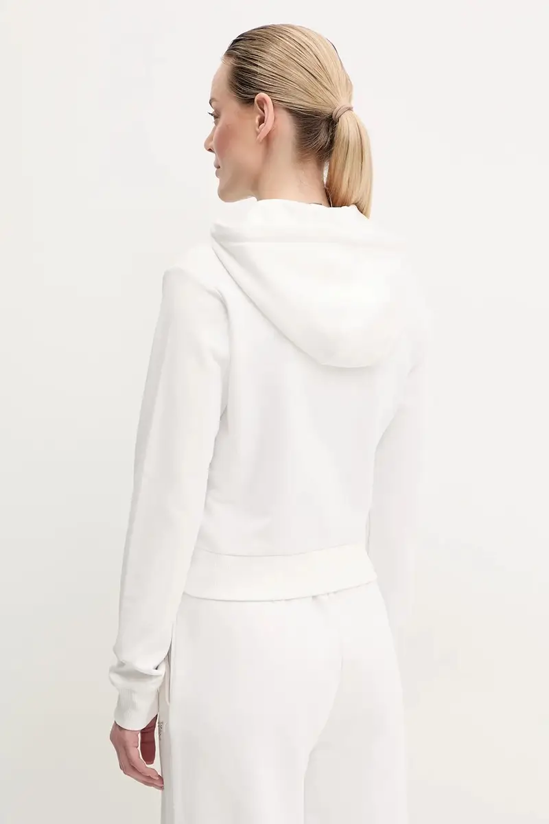 felpa in cotone PRIMULA donna colore bianco con cappuccio con applicazione V5GQ10 KCRP0 miniatura 3
