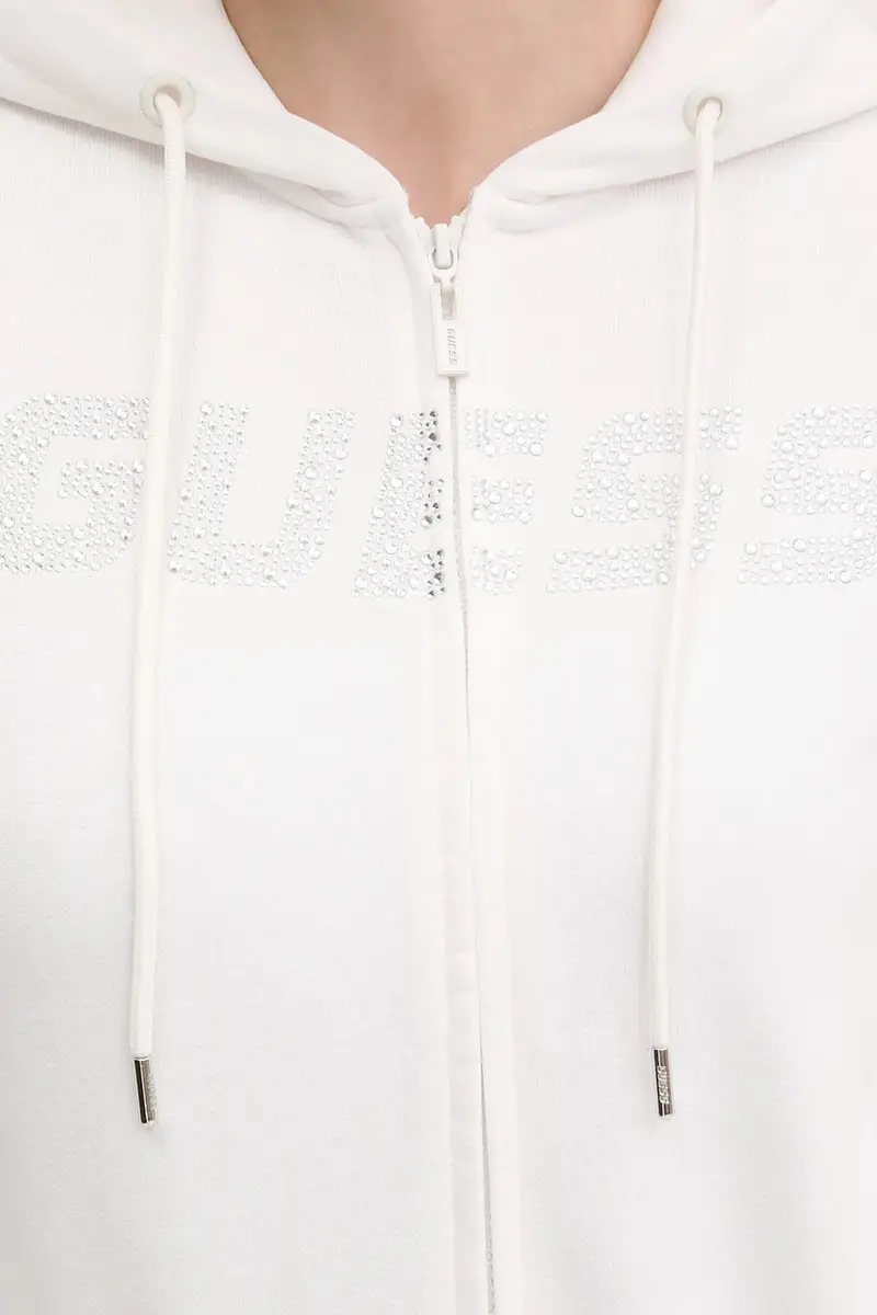 felpa in cotone PRIMULA donna colore bianco con cappuccio con applicazione V5GQ10 KCRP0 miniatura 5