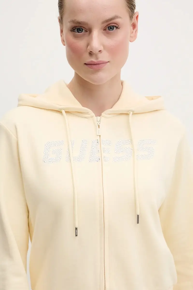 felpa in cotone PRIMULA donna colore giallo con cappuccio con applicazione V5GQ10 KCRP0 miniatura 4