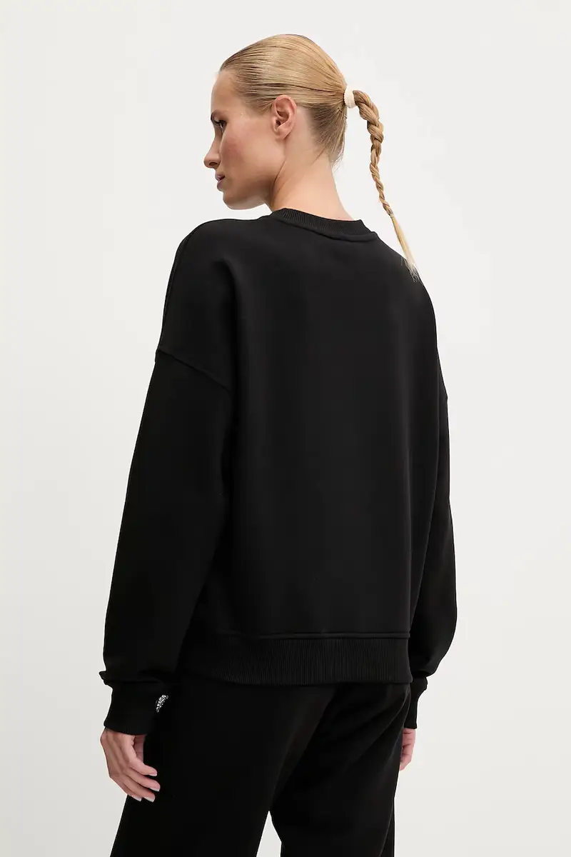 felpa in cotone PRIMULA donna colore nero con applicazione V5YQ12 KCRP0 miniatura 3
