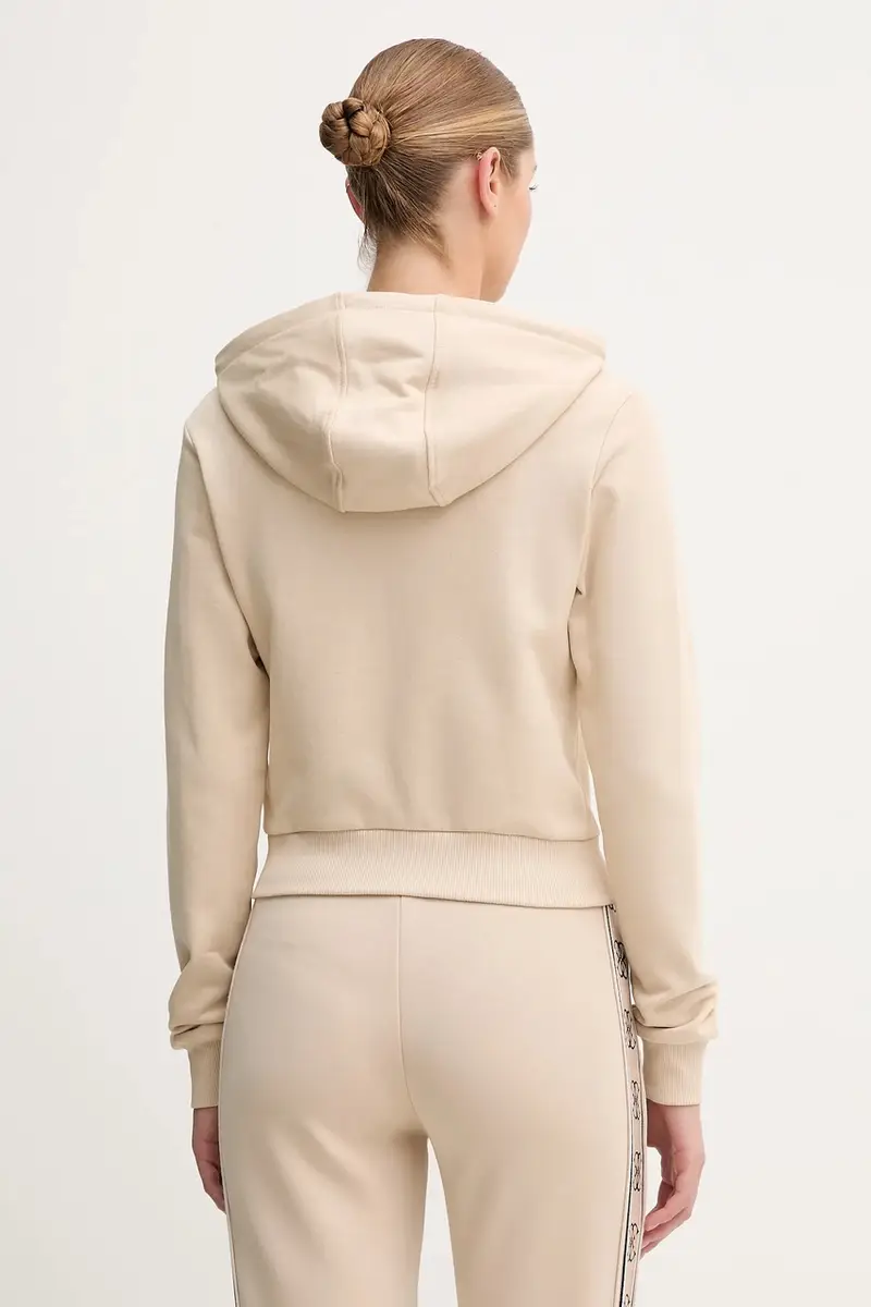 felpa in cotone PRIMULA donna colore nero con cappuccio con applicazione V5GQ10 KCRP0 Beige miniatura 3