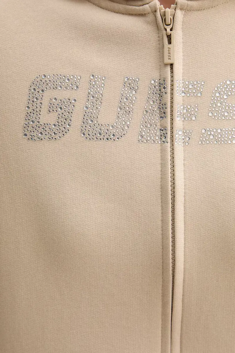 felpa in cotone PRIMULA donna colore nero con cappuccio con applicazione V5GQ10 KCRP0 Beige miniatura 5