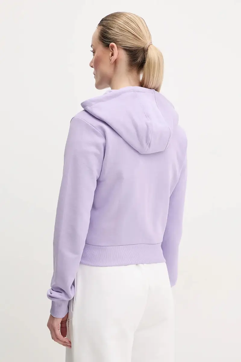 felpa in cotone PRIMULA donna colore violetto con cappuccio con applicazione V5GQ10 KCRP0 miniatura 3