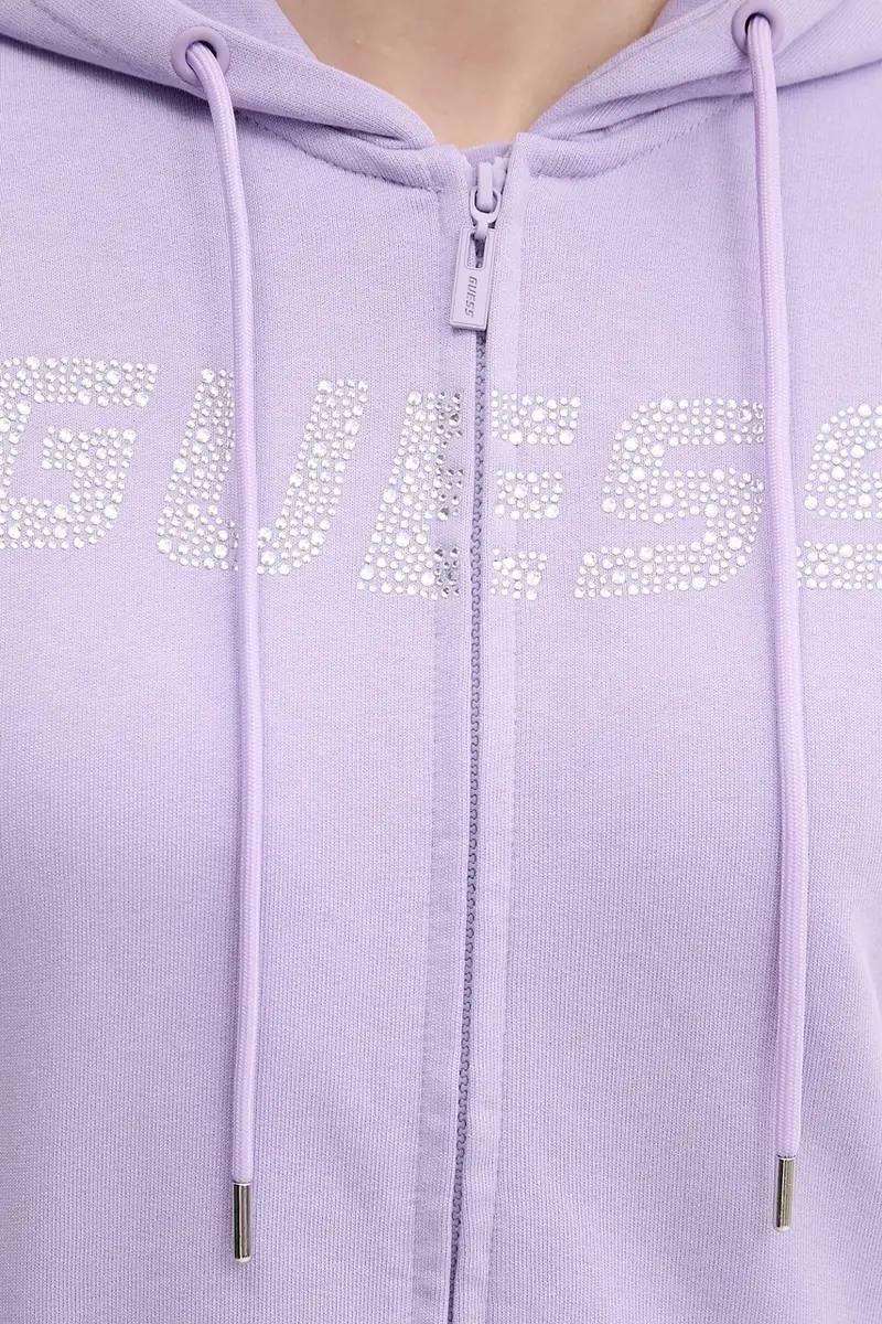 felpa in cotone PRIMULA donna colore violetto con cappuccio con applicazione V5GQ10 KCRP0 miniatura 5