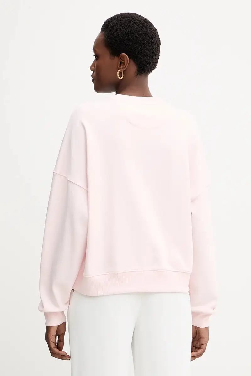 felpa in cotone RACHELE donna colore rosa con applicazione W5YQ04 KC8I0 miniatura 3