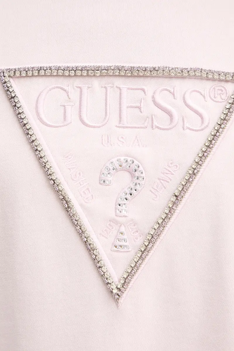 felpa in cotone RACHELE donna colore rosa con applicazione W5YQ04 KC8I0 miniatura 5