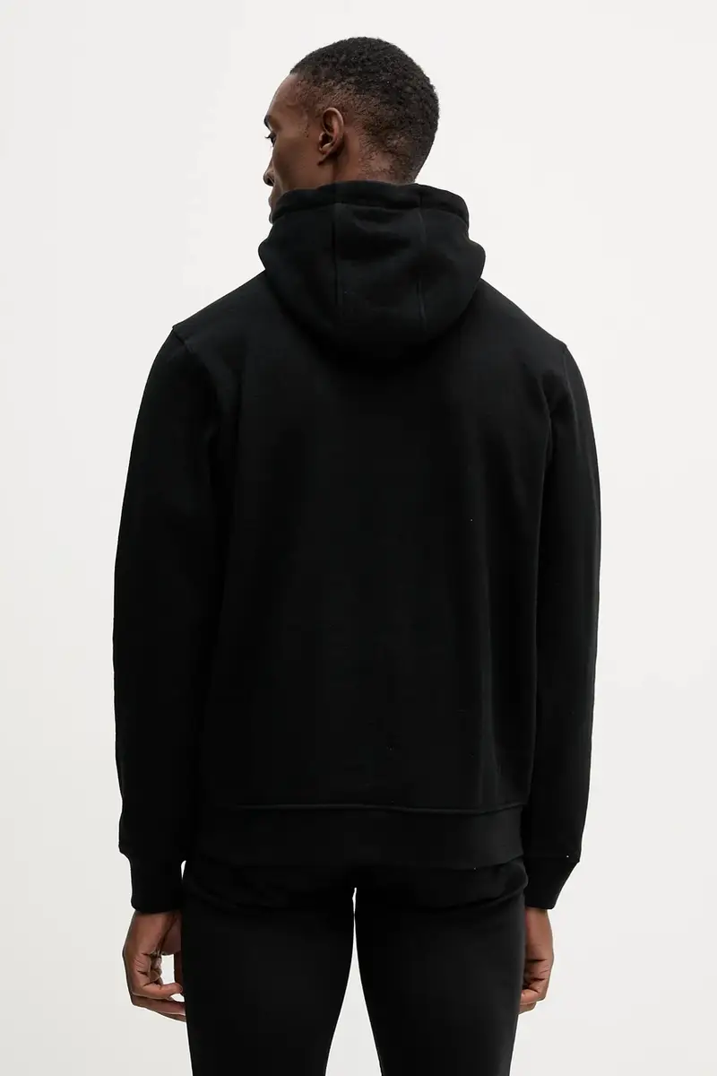 felpa in cotone uomo colore nero con cappuccio con applicazione M5BQ04 K0961 miniatura 3