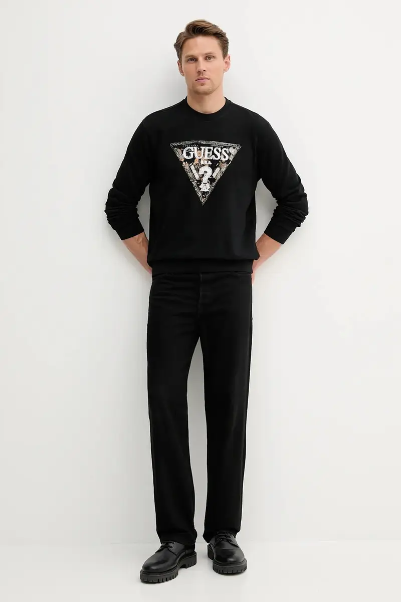 felpa in cotone uomo colore nero M5YQ05 K68I4 miniatura 2