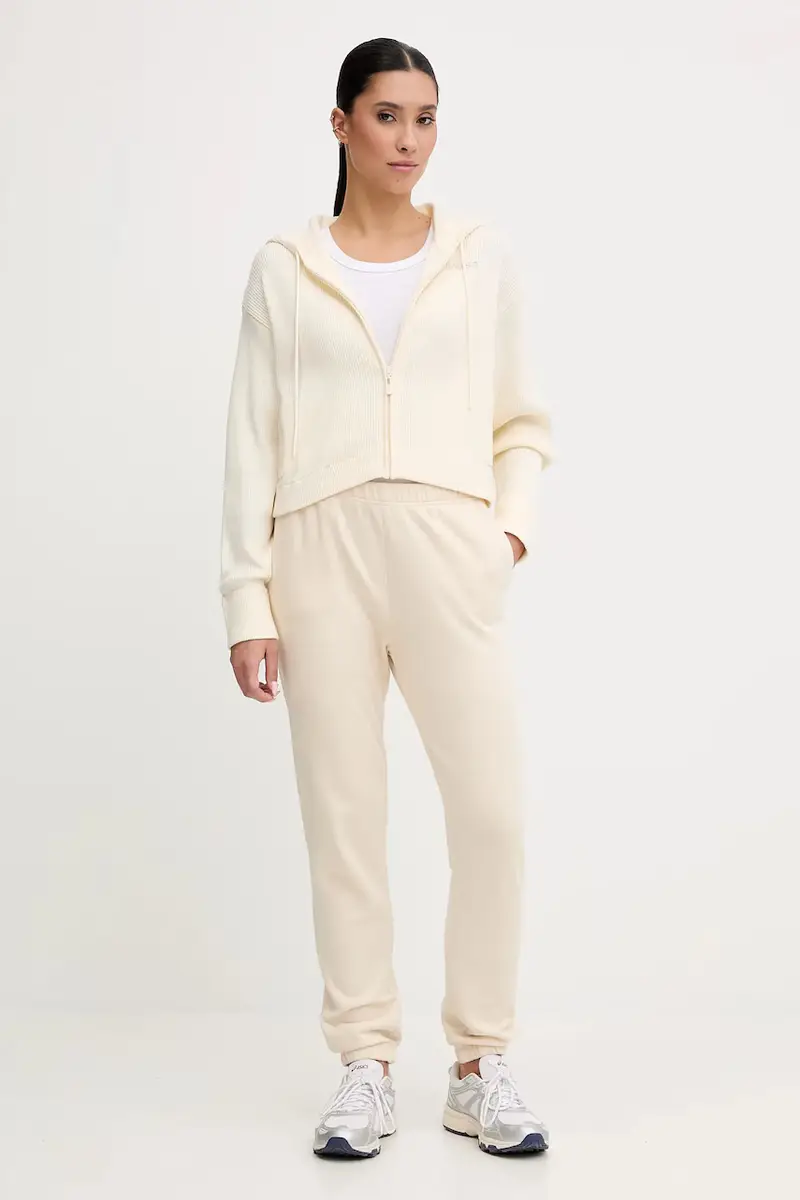 felpa in misto lana FLAMINIA colore beige con cappuccio V5BR05 Z3JD2 miniatura 2