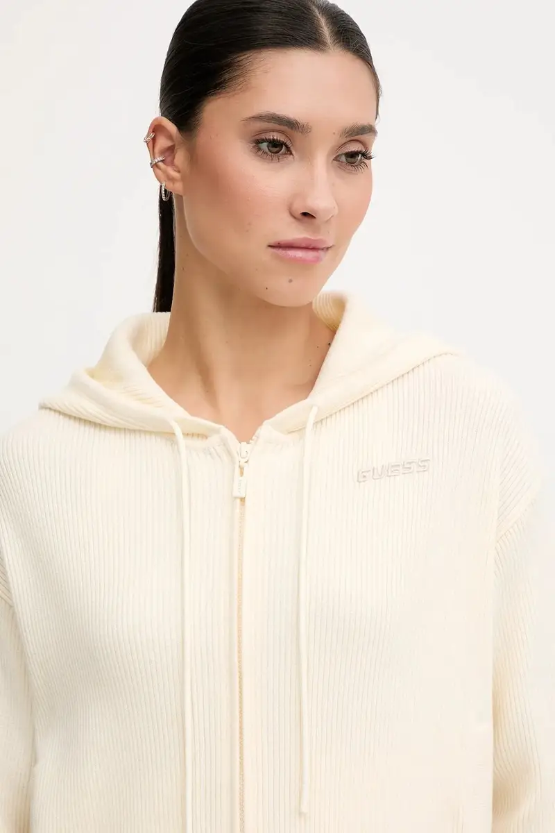 felpa in misto lana FLAMINIA colore beige con cappuccio V5BR05 Z3JD2 miniatura 4