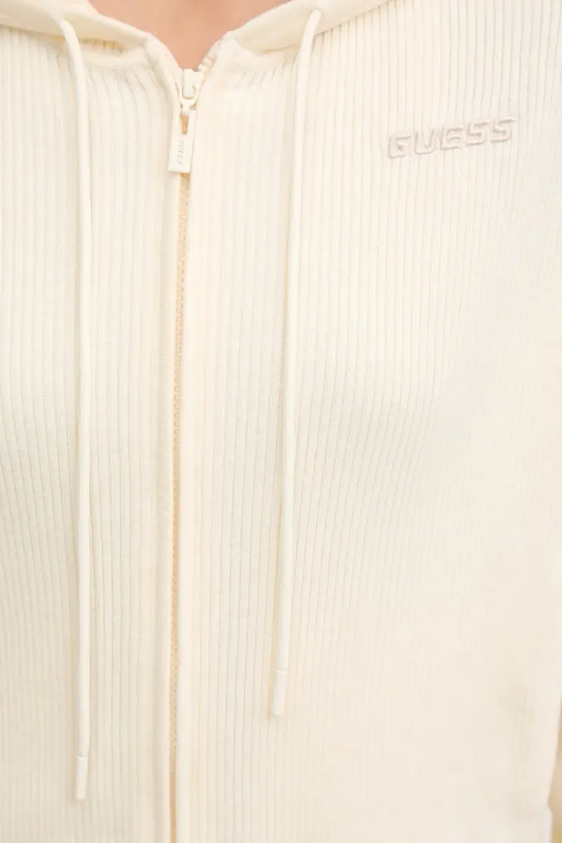 felpa in misto lana FLAMINIA colore beige con cappuccio V5BR05 Z3JD2 miniatura 5