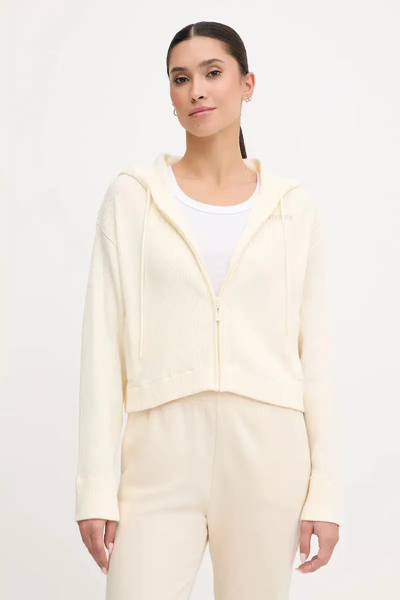 felpa in misto lana FLAMINIA colore beige con cappuccio V5BR05 Z3JD2