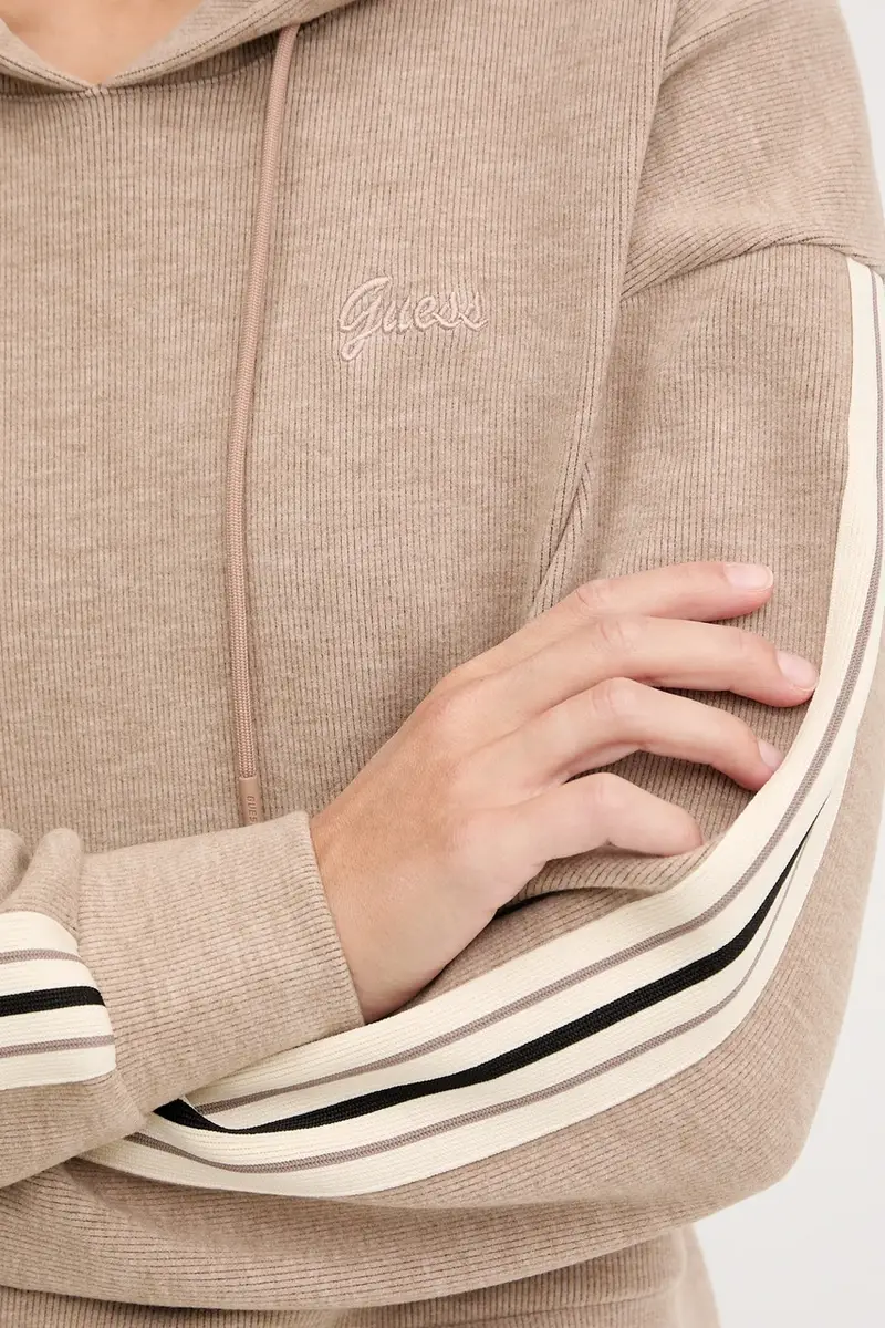 felpa in misto lana MURIEL donna colore beige con cappuccio con applicazione V5BQ14 KCX52 miniatura 5