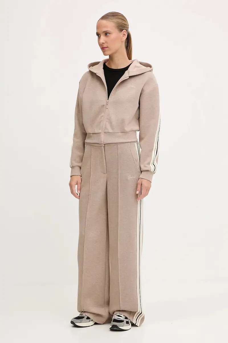 felpa in misto lana MURIEL donna colore beige con cappuccio con applicazione V5BQ17 KCX52 miniatura 2