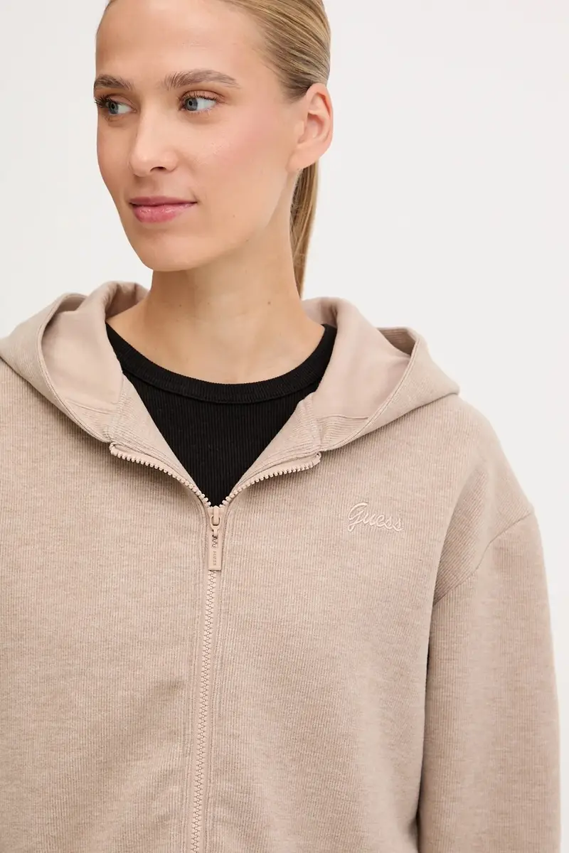 felpa in misto lana MURIEL donna colore beige con cappuccio con applicazione V5BQ17 KCX52 miniatura 4