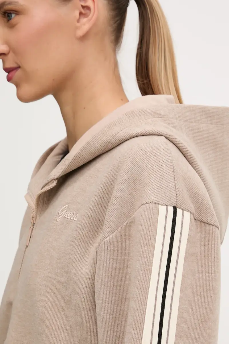 felpa in misto lana MURIEL donna colore beige con cappuccio con applicazione V5BQ17 KCX52 miniatura 5