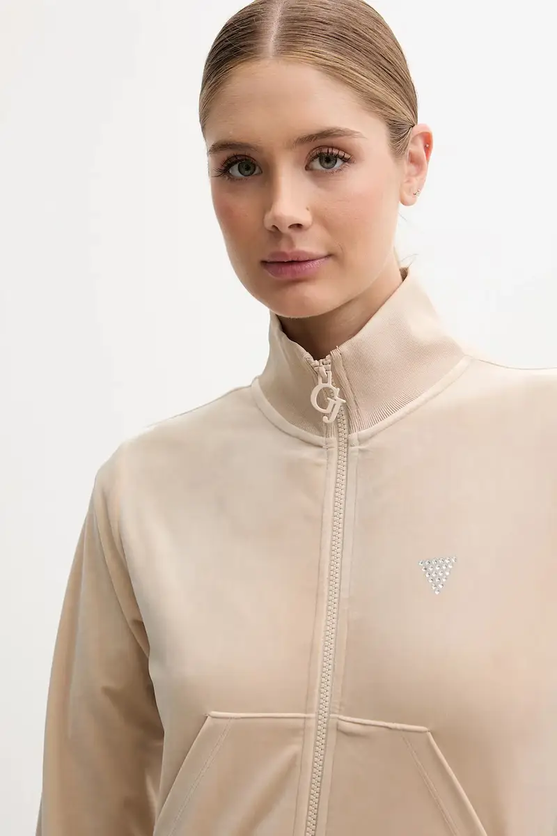 felpa in velluto COUTURE donna colore beige V3BQ22 K0232 miniatura 4