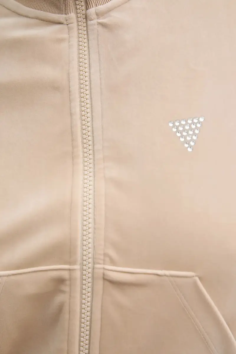 felpa in velluto COUTURE donna colore beige V3BQ22 K0232 miniatura 5