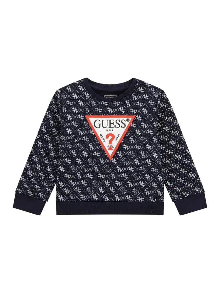 felpa infant/kids in cotone blu logo all over e maxi logo frontale