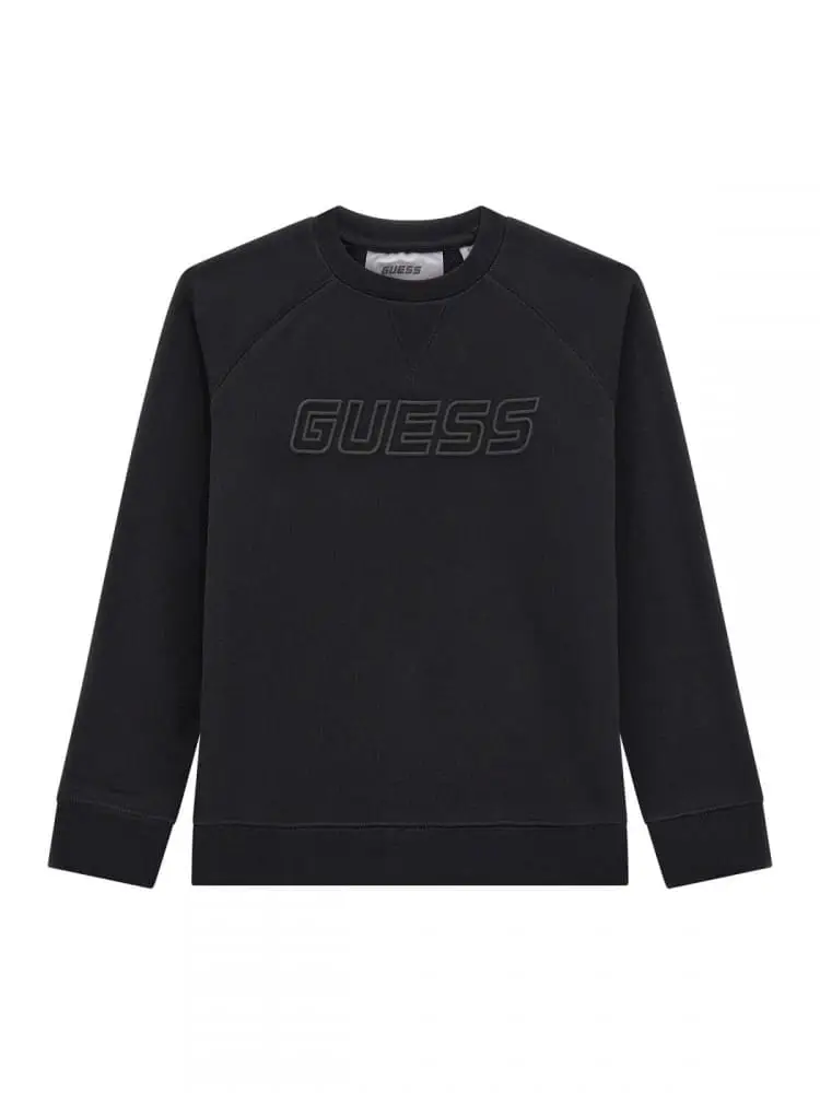 felpa kids-junior nera con logo frontale a rilievo
