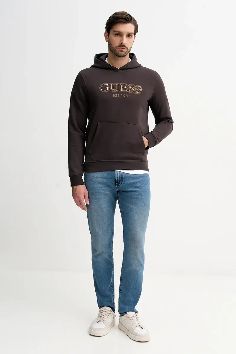 Guess Maglia uomo marrone con cappuccio miniatura 2