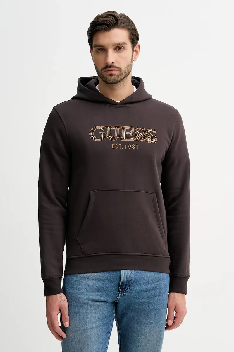 Guess Maglia uomo marrone con cappuccio