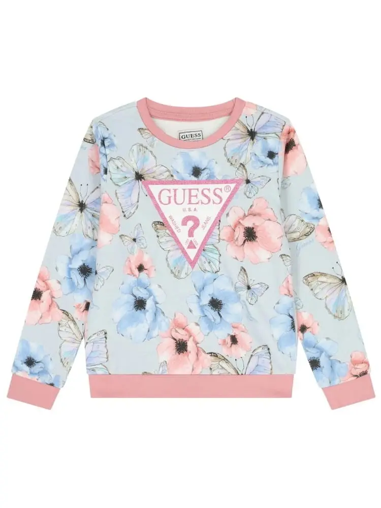 felpa multicolor bambina logo all over