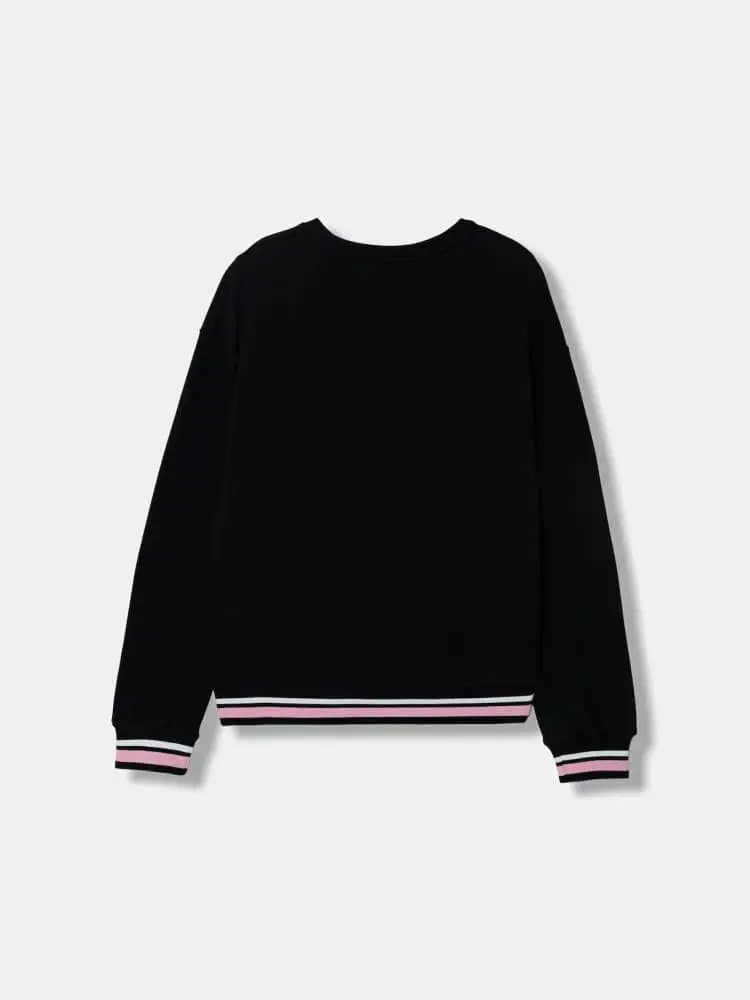 felpa nera bambina con logo miniatura 2