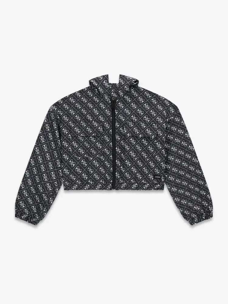 felpa nera bambina logo all over