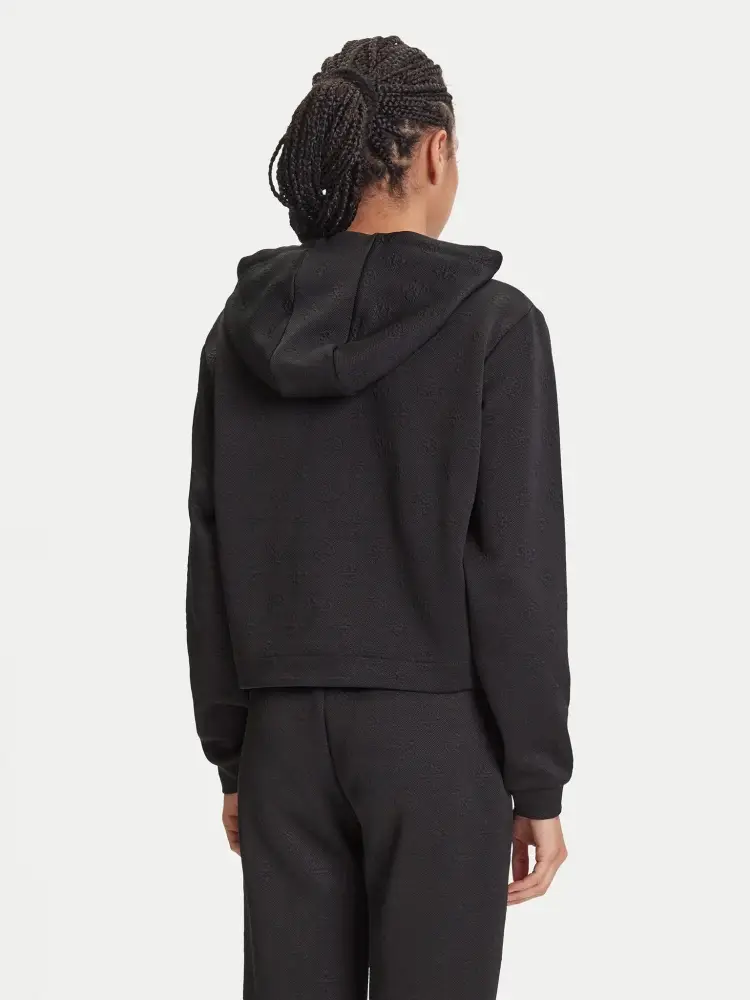 felpa nera donna con cappuccio mini logo sul fondo miniatura 2