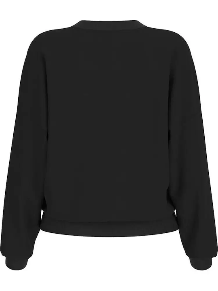 felpa nera donna in cotone girocollo logo con strass miniatura 2