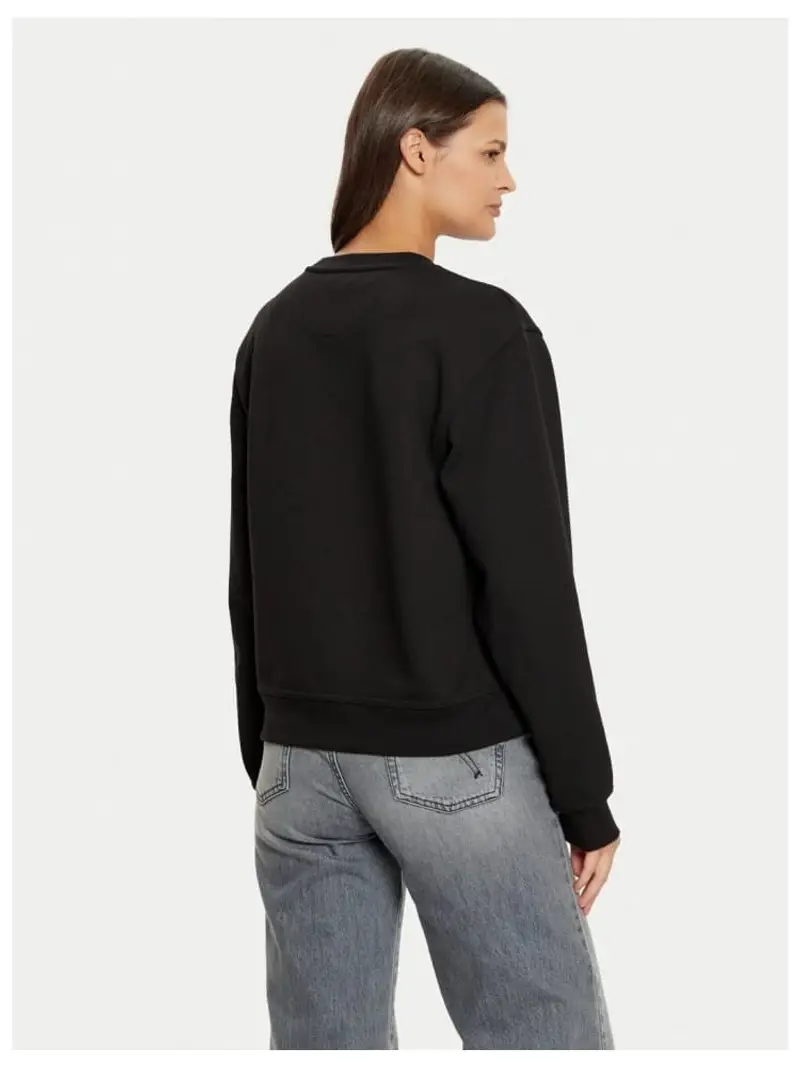 Guess felpa nera donna in misto cotone girocollo maxi logo sul davanti miniatura 2