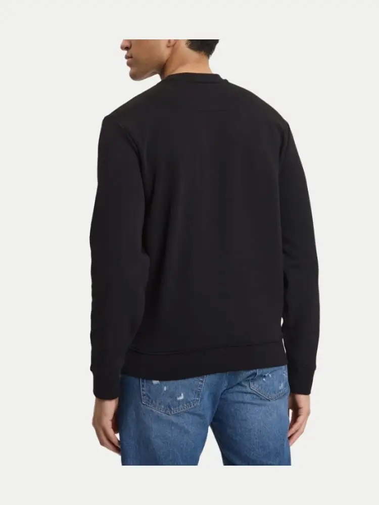 felpa nera uomo girocollo con logo ricamato regular fit