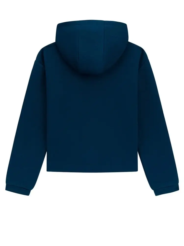 felpa ottanio bambina con cappuccio mini logo in metallo sul davanti miniatura 2