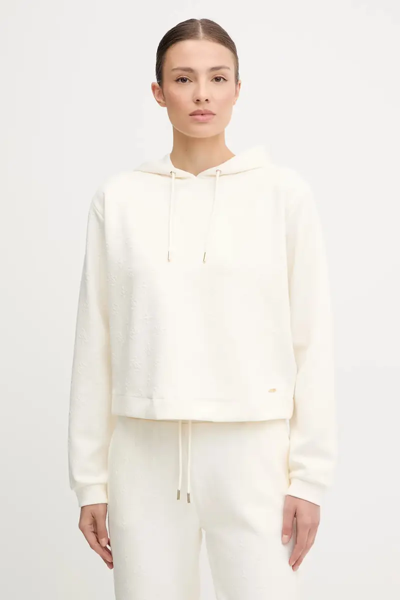 felpa PEONY donna colore beige con cappuccio V5YQ04 KBSL2