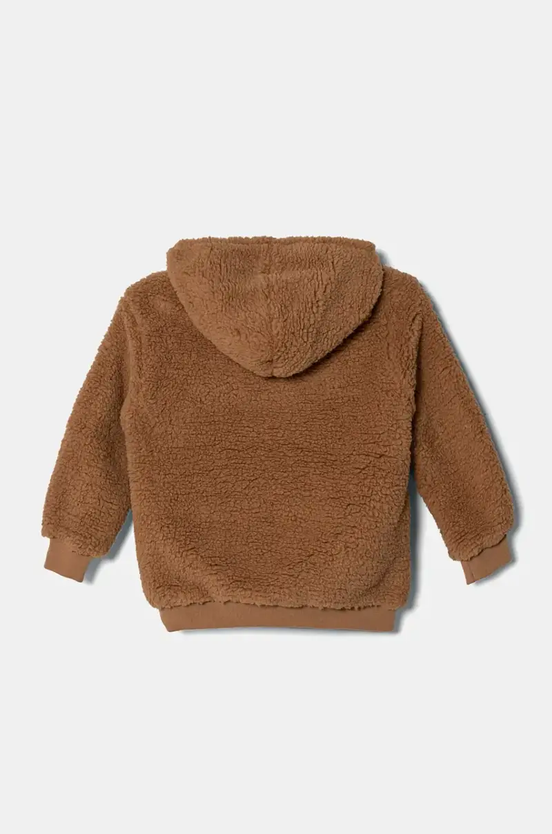felpa per bambini colore marrone con cappuccio con applicazione H4BJ08 WGIQ0 miniatura 2