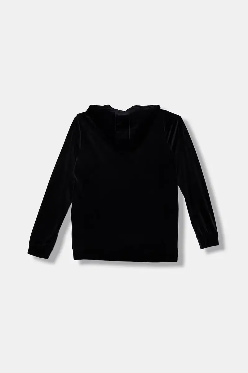 felpa per bambini colore nero con cappuccio con applicazione J4YQ27 K0232 miniatura 2