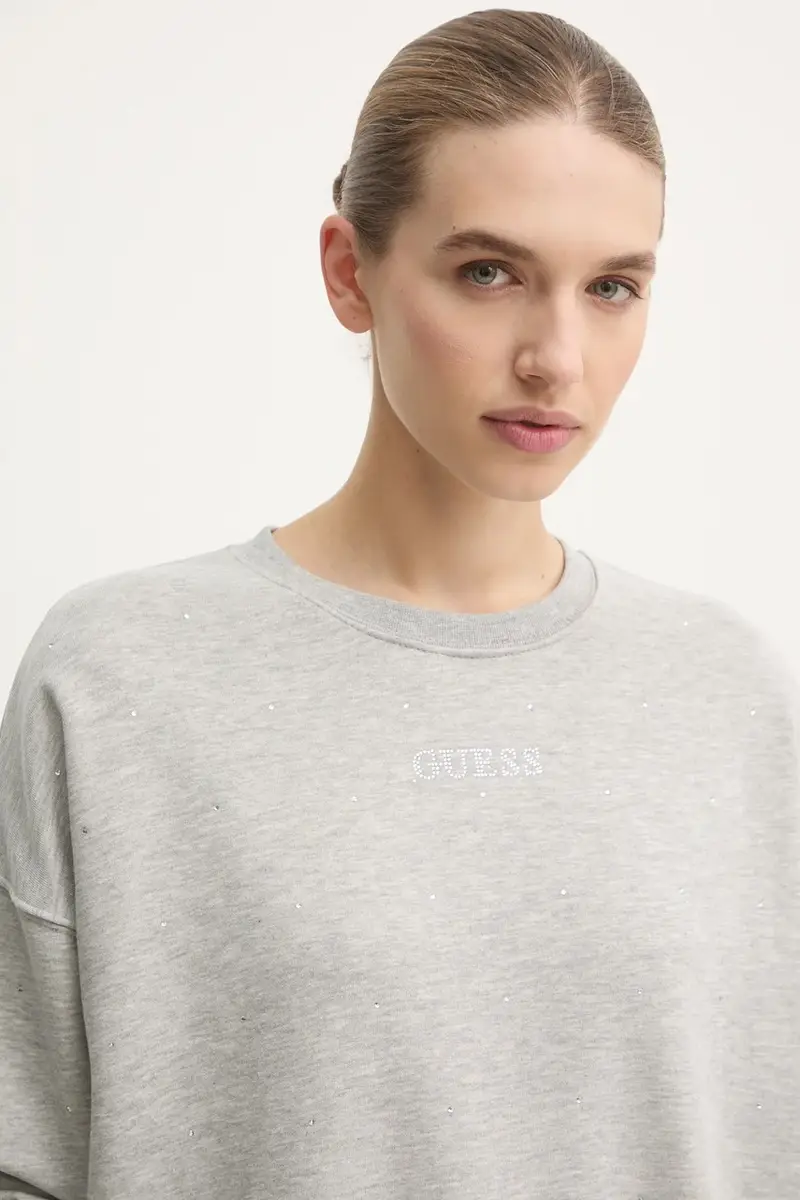 felpa RHINESTONES donna colore grigio con applicazione V5RQ08 KCLJ0 miniatura 4
