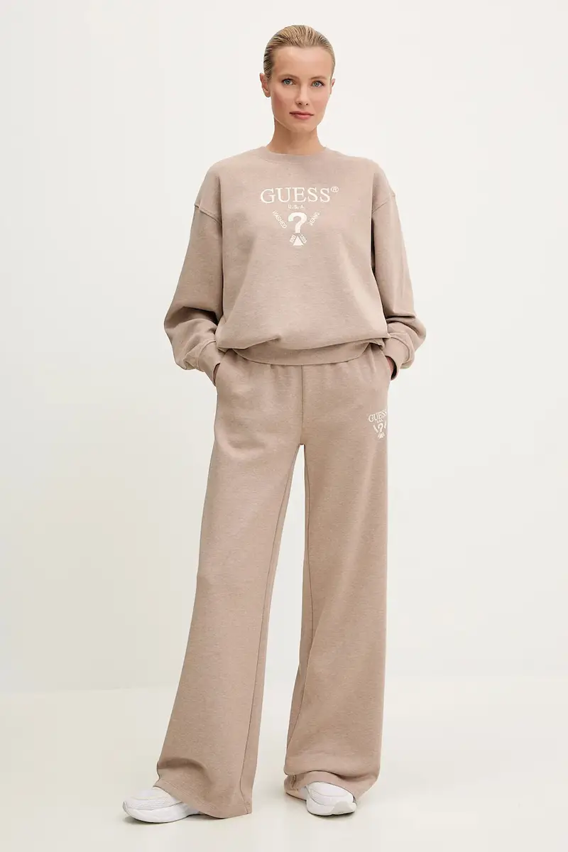 felpa ROBERTA donna colore beige con applicazione V5RQ12 KC3D2 miniatura 2