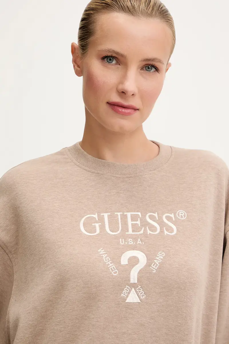 felpa ROBERTA donna colore beige con applicazione V5RQ12 KC3D2 miniatura 4