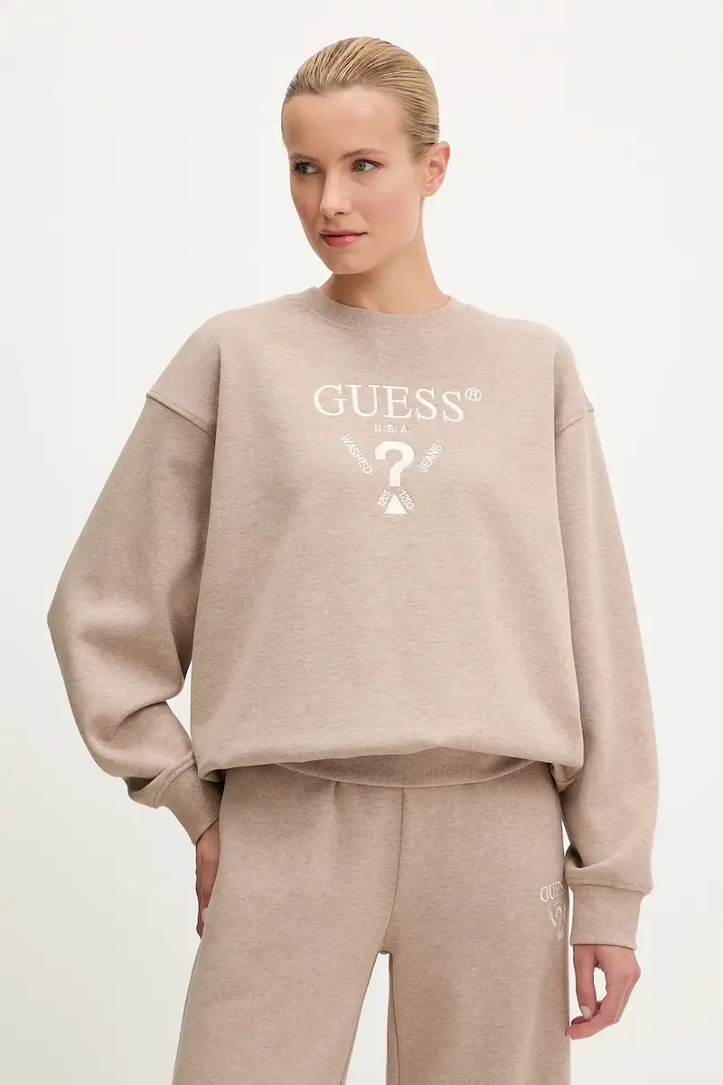 felpa ROBERTA donna colore beige con applicazione V5RQ12 KC3D2