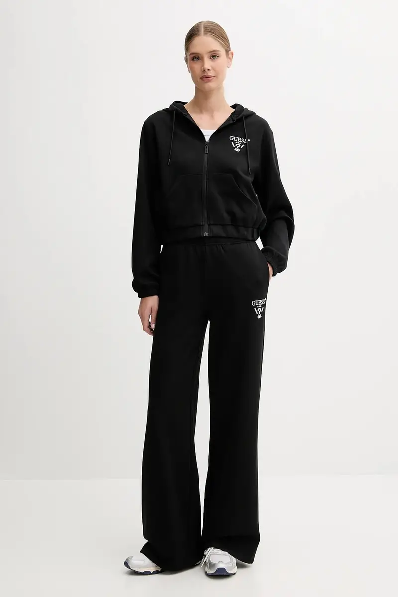 felpa ROBERTA donna colore nero con cappuccio con applicazione V5RQ20 KC3D2 miniatura 2