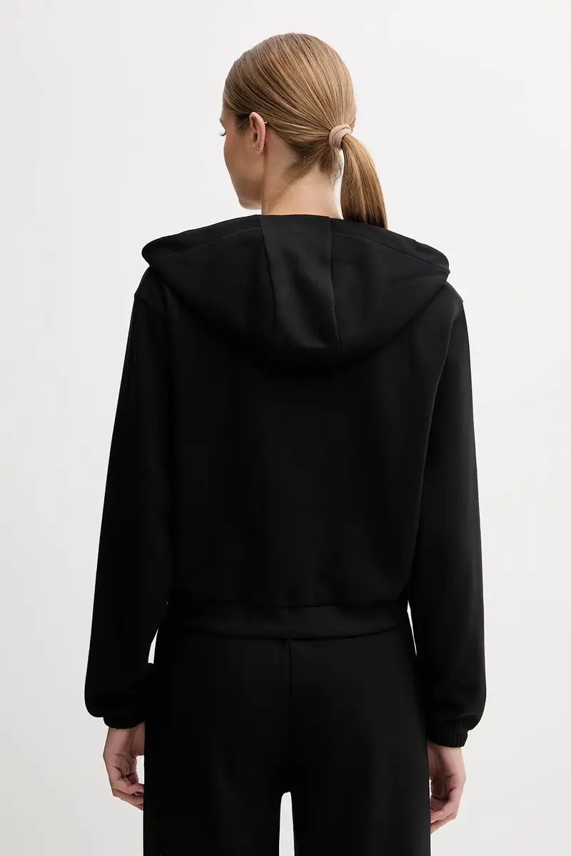 felpa ROBERTA donna colore nero con cappuccio con applicazione V5RQ20 KC3D2 miniatura 3