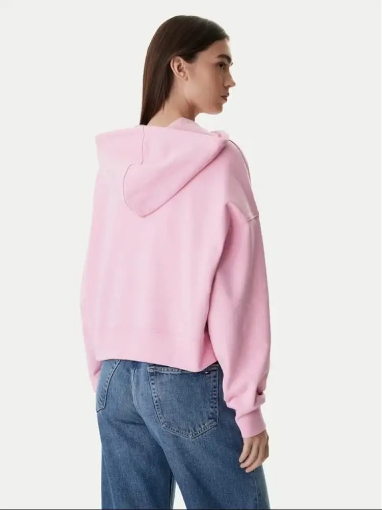 felpa rosa donna logo sul davanti miniatura 2