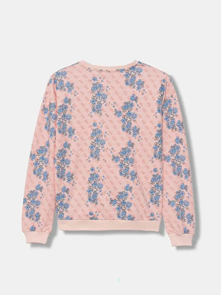 felpa salmone bambina in cotone girocollo logo all over miniatura 2