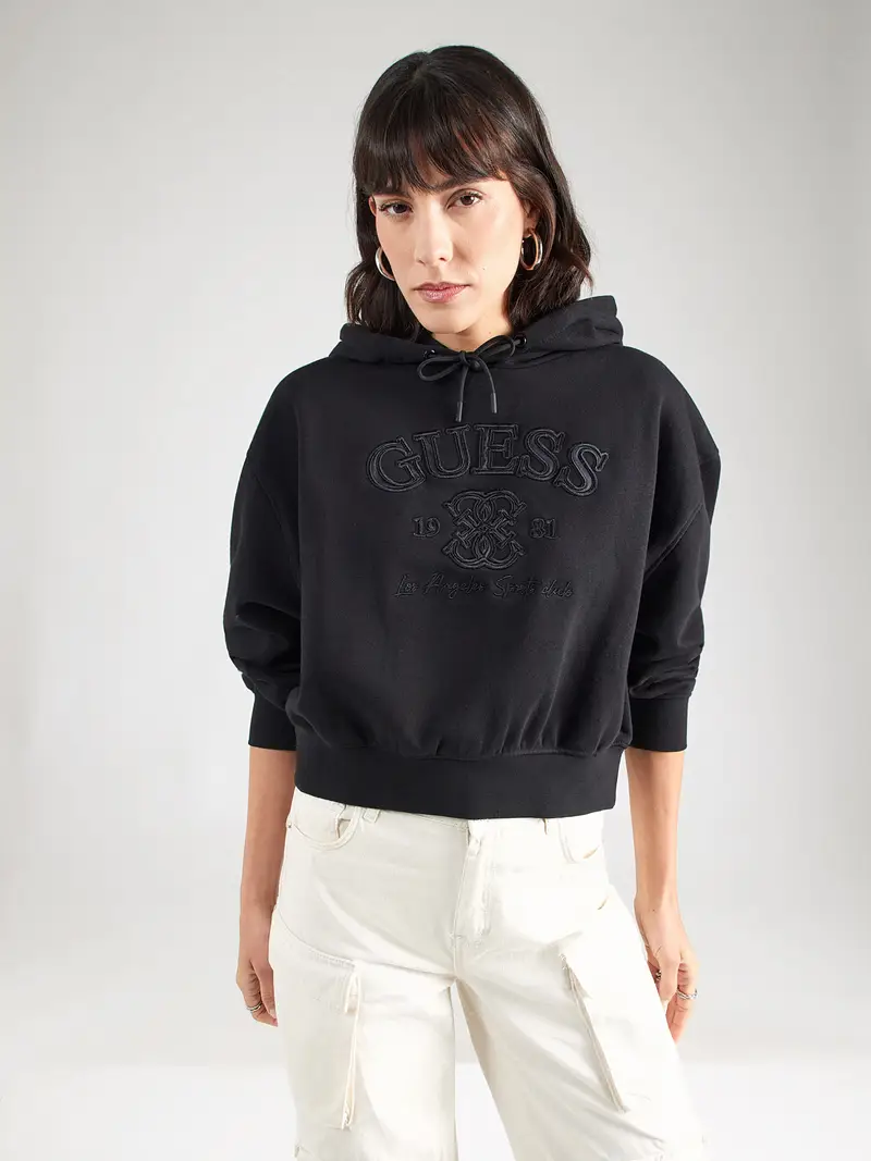 Guess Felpa sportiva nera con cappuccio miniatura 2